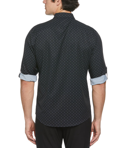 Total Stretch Rolled Sleeve Micro Geometric Shirt (Black) 