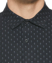 Total Stretch Rolled Sleeve Micro Geometric Shirt (Black) 