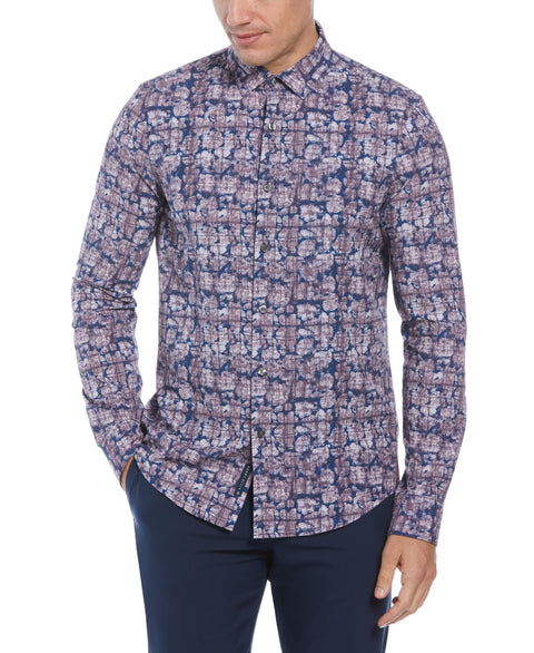 Total Stretch Slim Fit Abstract Floral Print Shirt (Flint) 