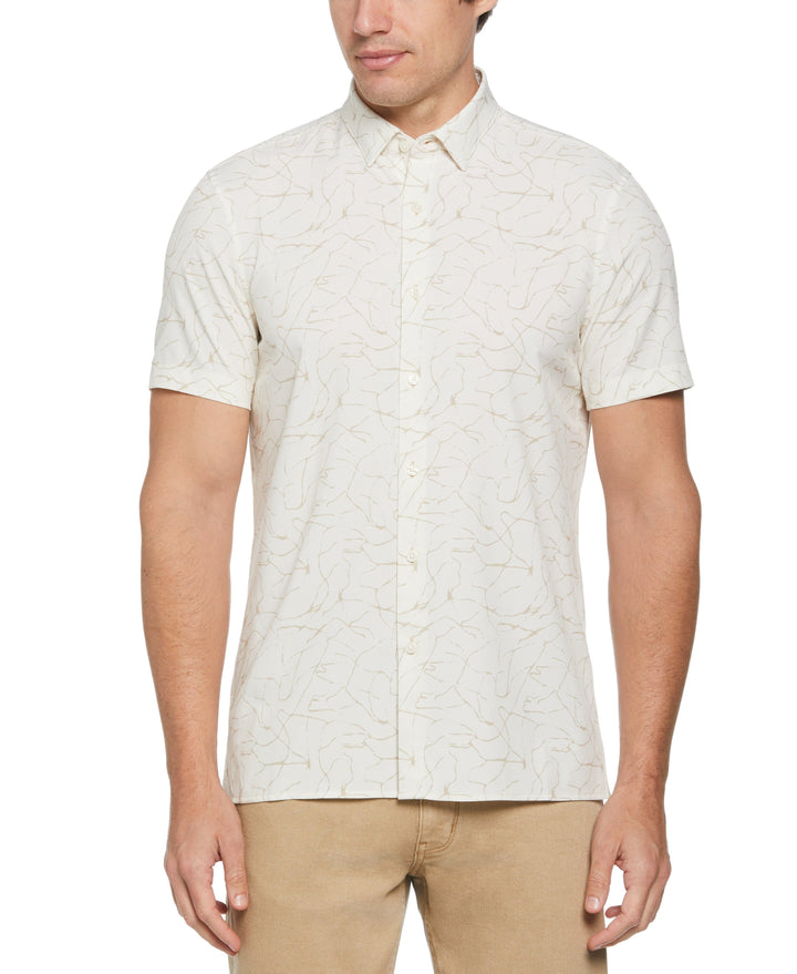 Total Stretch Abstract Strokes Shirt (Egret) 