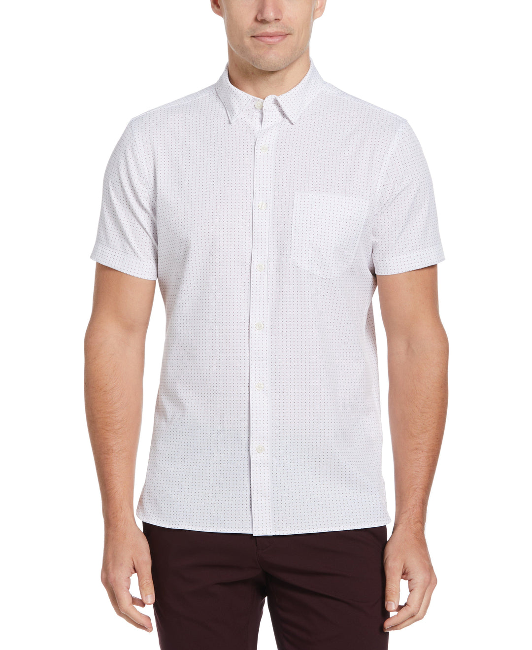 Perry Ellis Uomo Corto Manica Zigzag Stampa Cotone Stretch Camicia Perry Ellis Uomo Corto Manica Zigzag Stampa Cotone Stretch Camicia