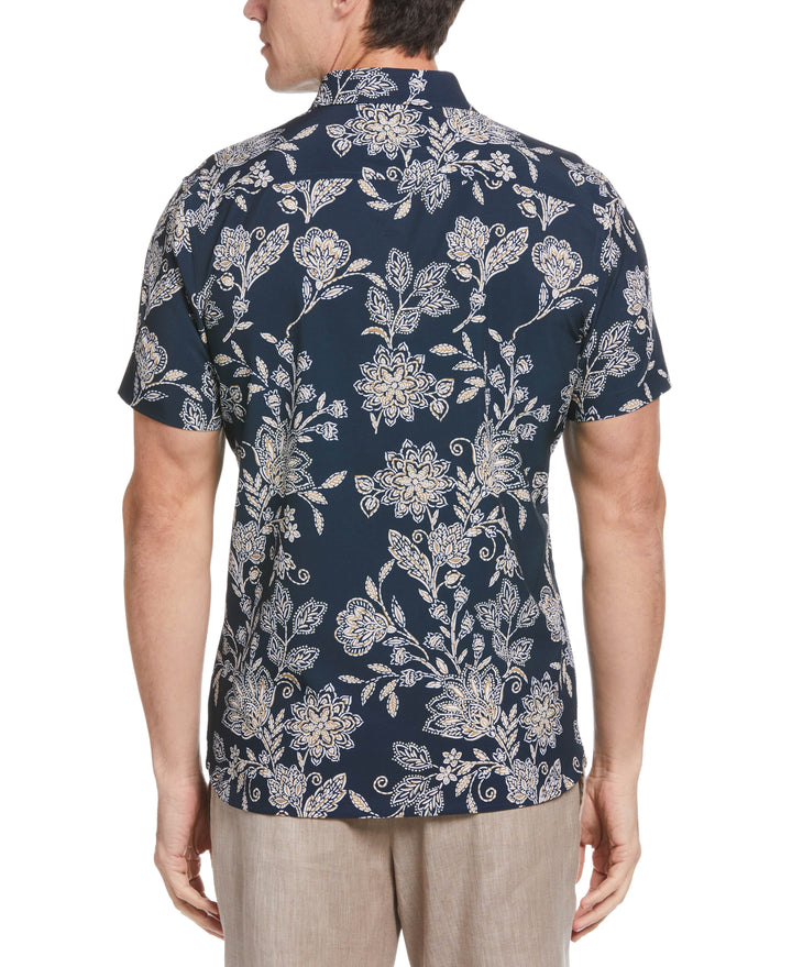Total Stretch Slim Fit Floral Print Shirt (Dark Sapphire) 