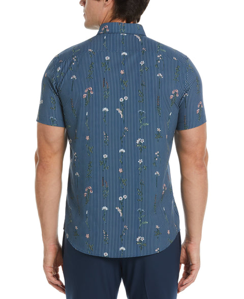 Slim Fit Floral Print Total Stretch Shirt (Gibraltar Sea) 