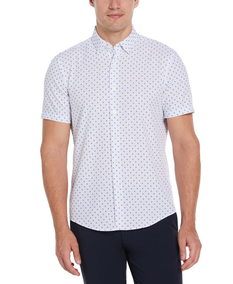 Total Stretch Slim Fit Geo Print Shirt (Bright White) 