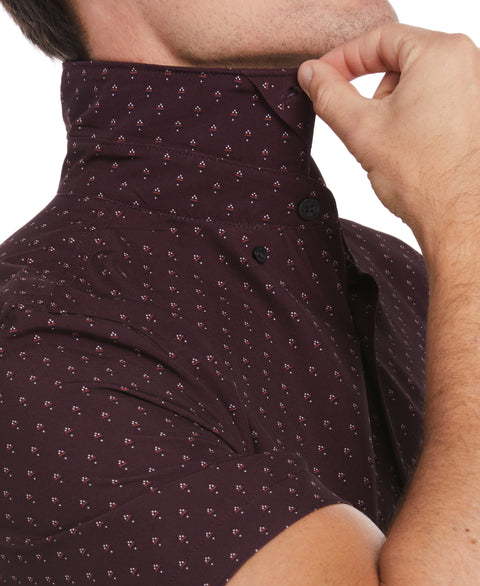 Total Stretch Slim Fit Geo Print Shirt (Port) 