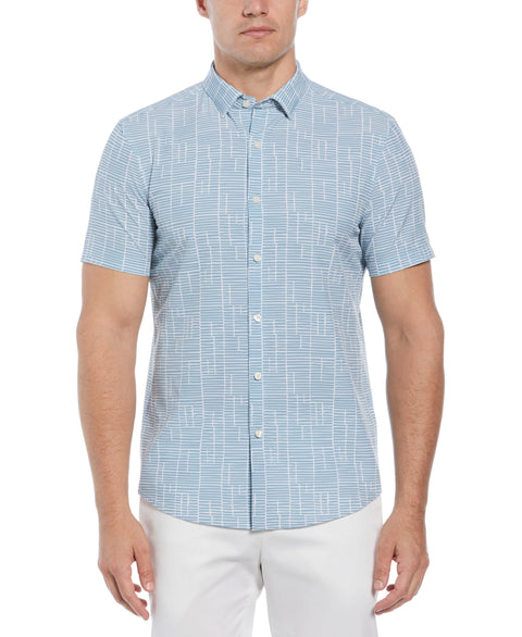 Total Stretch Slim Fit Geo Tile Print Shirt (Citadel) 