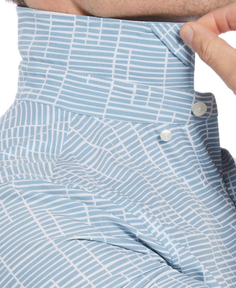 Total Stretch Slim Fit Geo Tile Print Shirt (Citadel) 