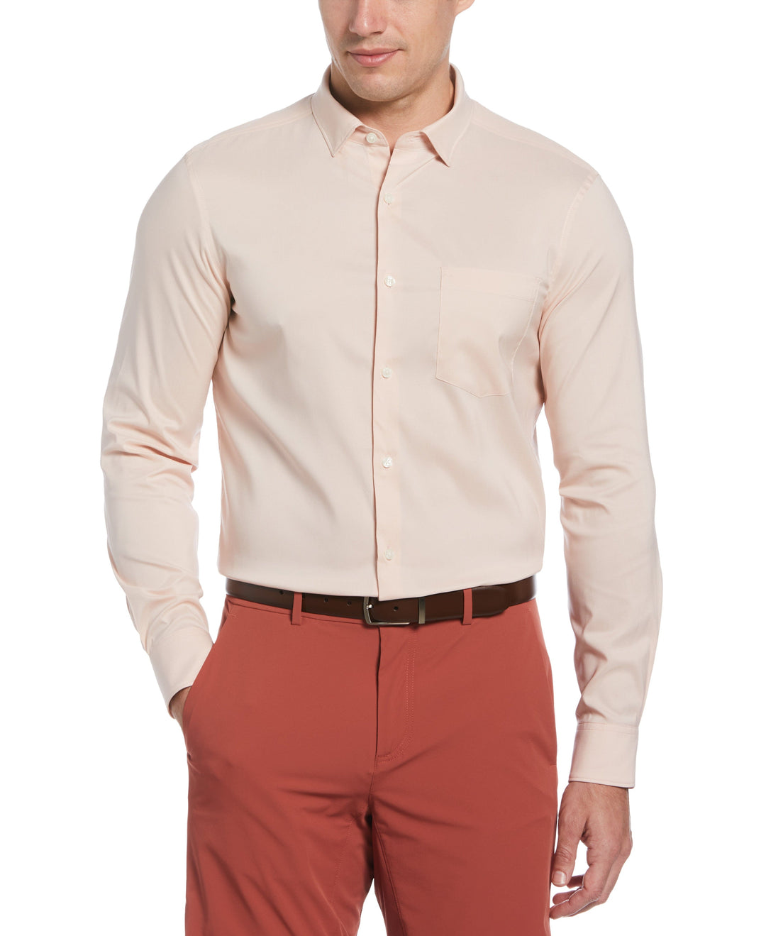 Total Stretch Slim Fit Heather Shirt (Peach Whip)
