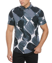 Slim Fit Paint Mark Print Stretch Shirt (Black) 