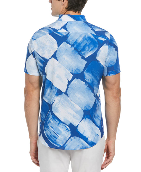 Slim Fit Paint Mark Print Stretch Shirt (Nautical Blue) 