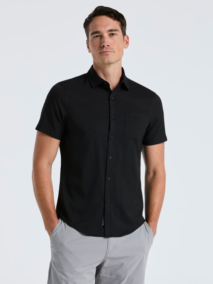 Total Stretch Slim Fit Solid Shirt (Black) 