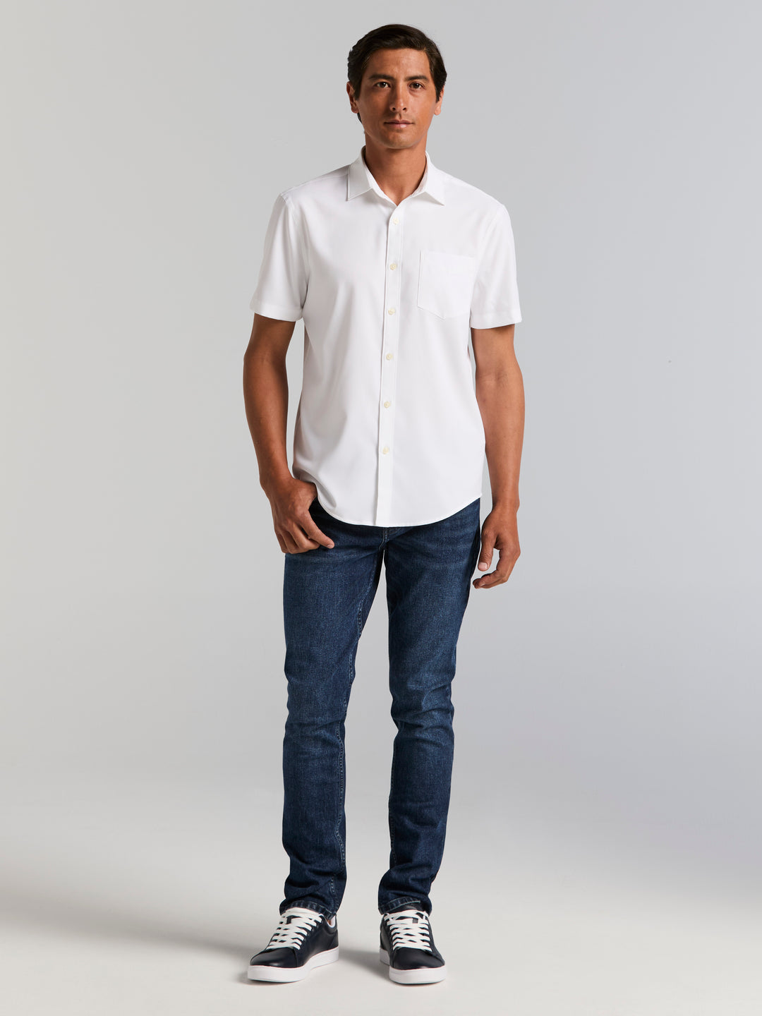Total Stretch Slim Fit Solid Shirt (Bright White) 