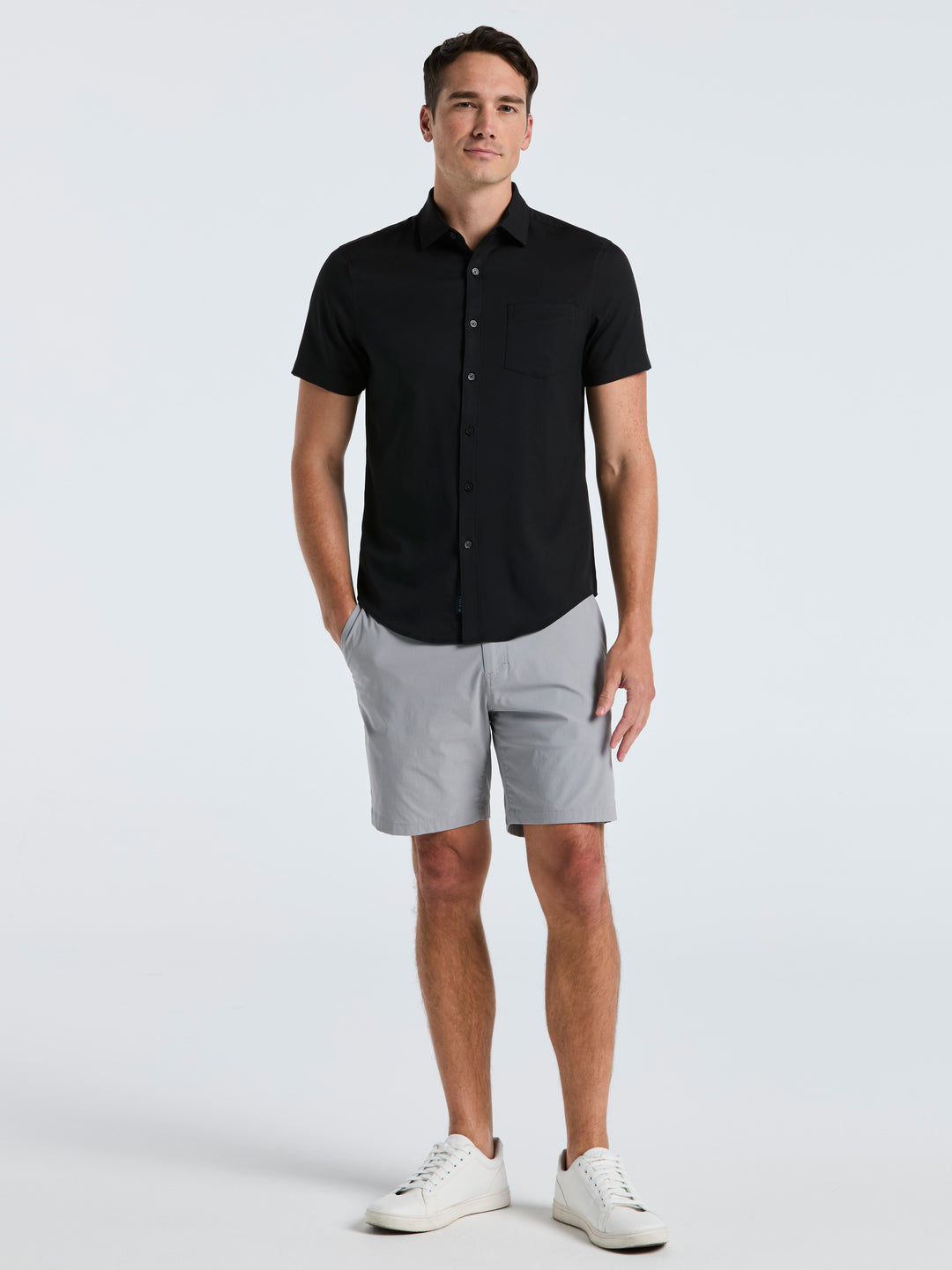 Total Stretch Slim Fit Solid Shirt (Black) 
