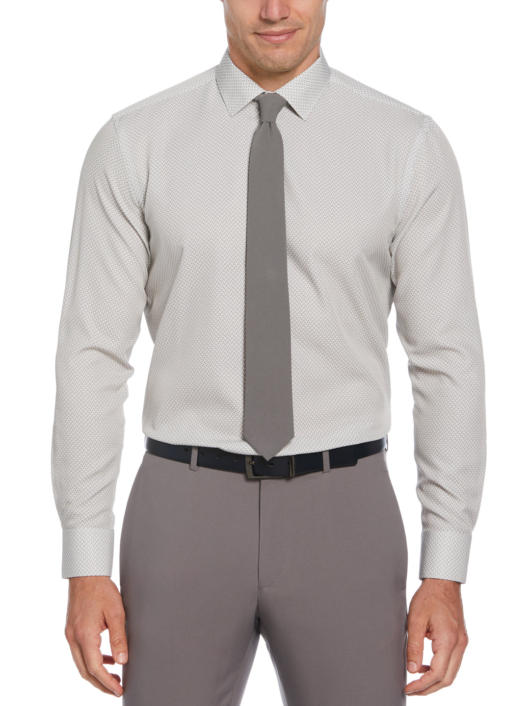 Total Stretch Square Microprint Shirt (Taupe) 