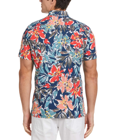 Total Stretch Tropical Floral Print Shirt (Bittersweet) 