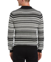 Striped Jacquard Polo Sweater (Egret) 