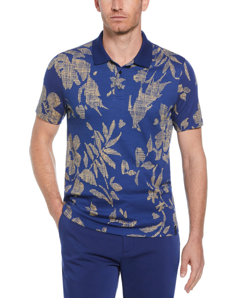 Tua x Perry Ellis Collaboration Allover Printed Floral Polo (Blueprint) 