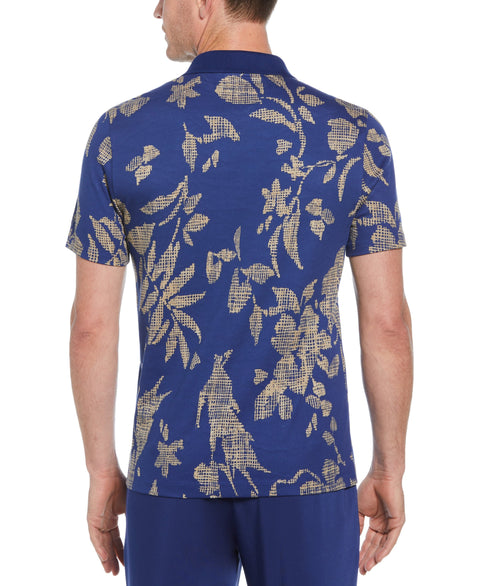 Tua x Perry Ellis Collaboration Allover Printed Floral Polo (Blueprint) 