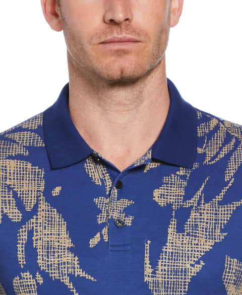 Tua x Perry Ellis Collaboration Allover Printed Floral Polo (Blueprint) 