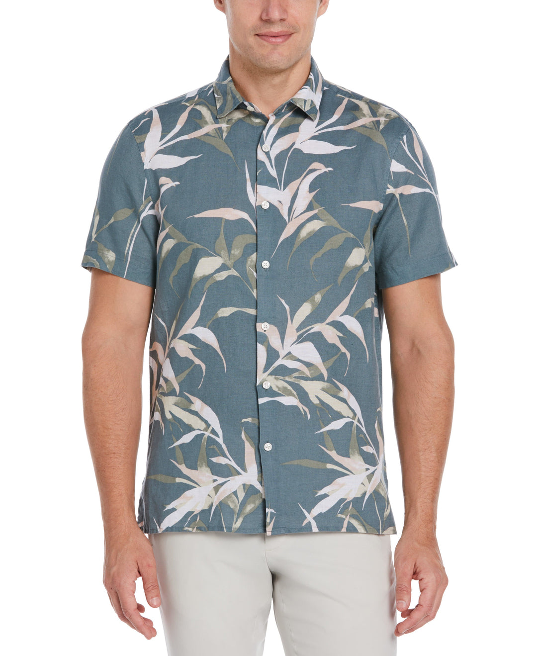 Untucked Large Floral Print Shirt (Goblin Blue) 