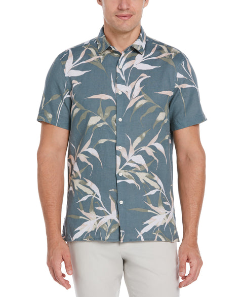 Untucked Large Floral Print Shirt (Goblin Blue) 