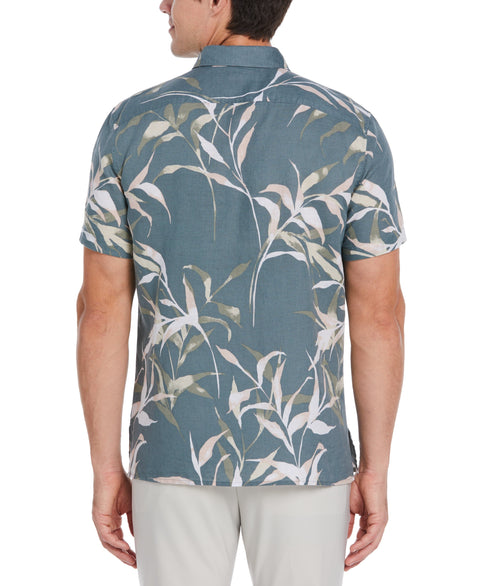 Untucked Large Floral Print Shirt (Goblin Blue) 