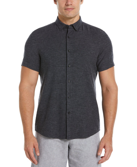 Untucked Linen Heather Shirt (Black) 
