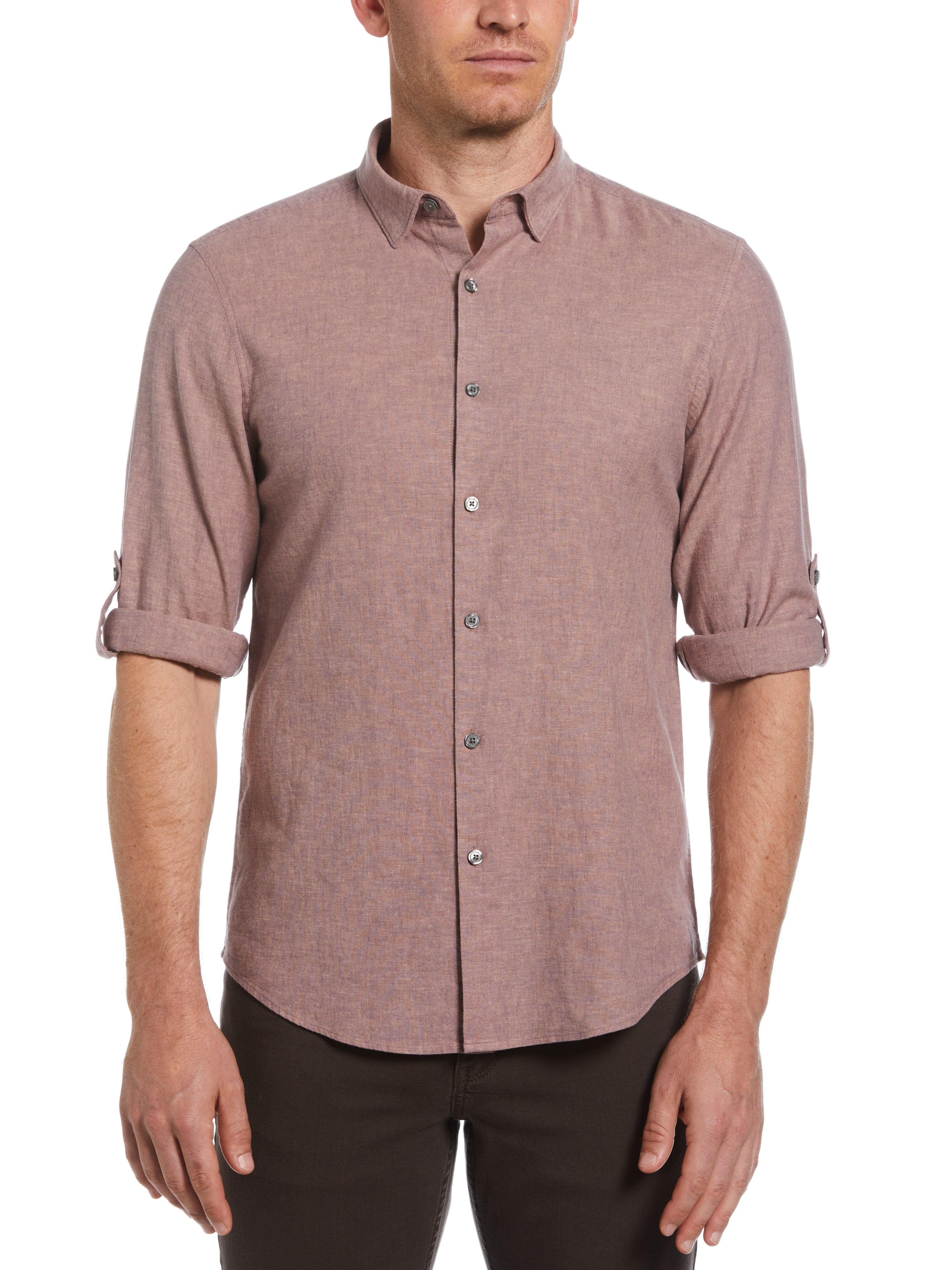 Untucked Linen Blend Stripe Shirt – Perry Ellis