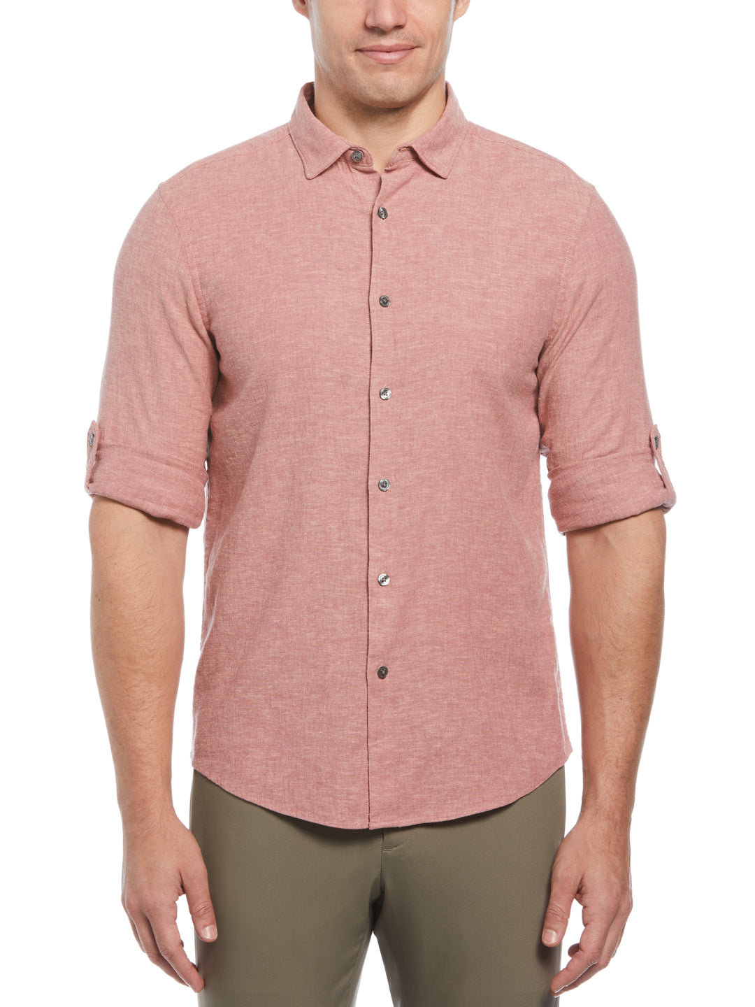 Untucked Linen Blend Stripe Shirt (Roan Rouge) 
