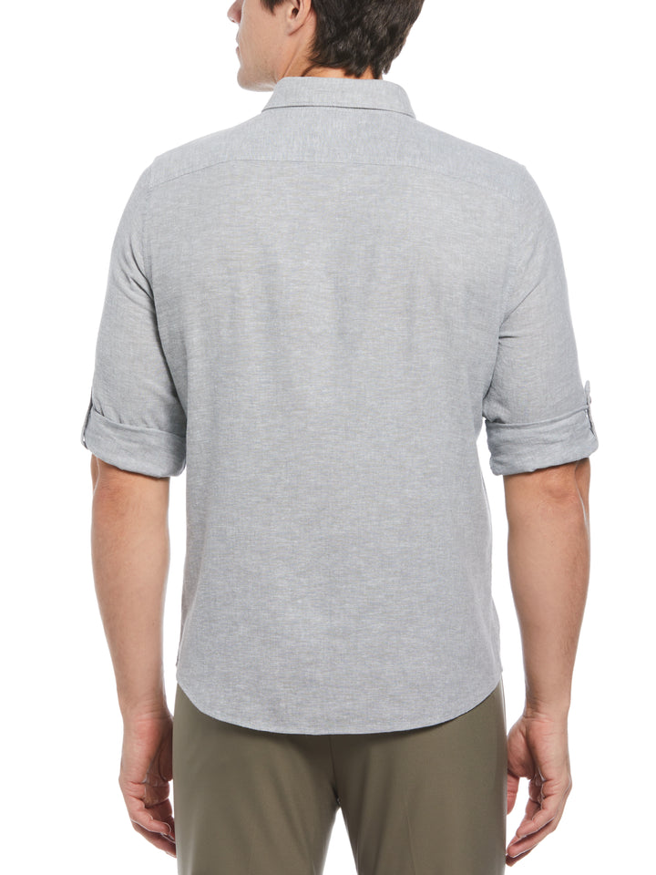 Untucked Linen Blend Stripe Shirt (Goblin Blue) 