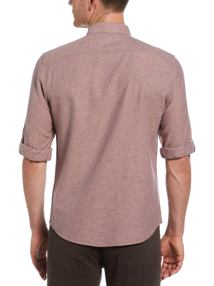 Untucked Linen Blend Stripe Shirt (Flint) 
