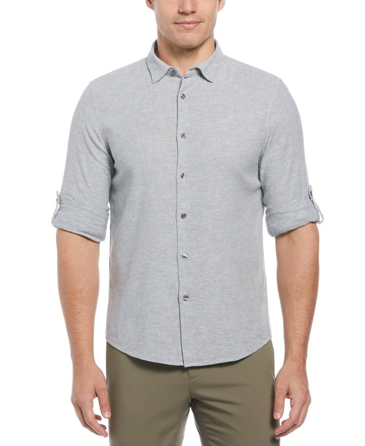 Untucked Linen Blend Stripe Shirt (Goblin Blue) 