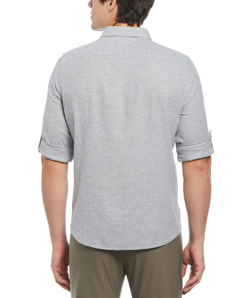 Untucked Linen Blend Stripe Shirt (Goblin Blue) 