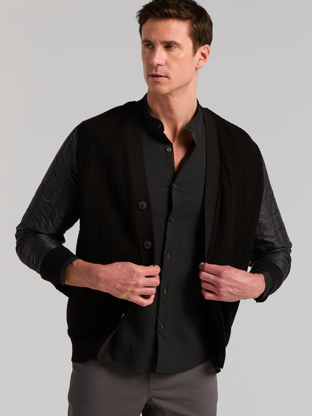 Men's Untucked Total Stretch Slim Banded Collar Shirt
