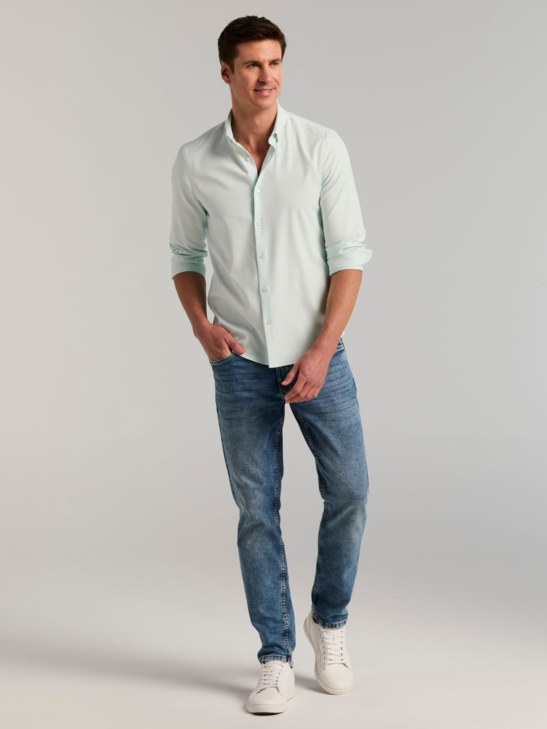 Untucked Slim Fit Total Stretch Shirt – Perry Ellis