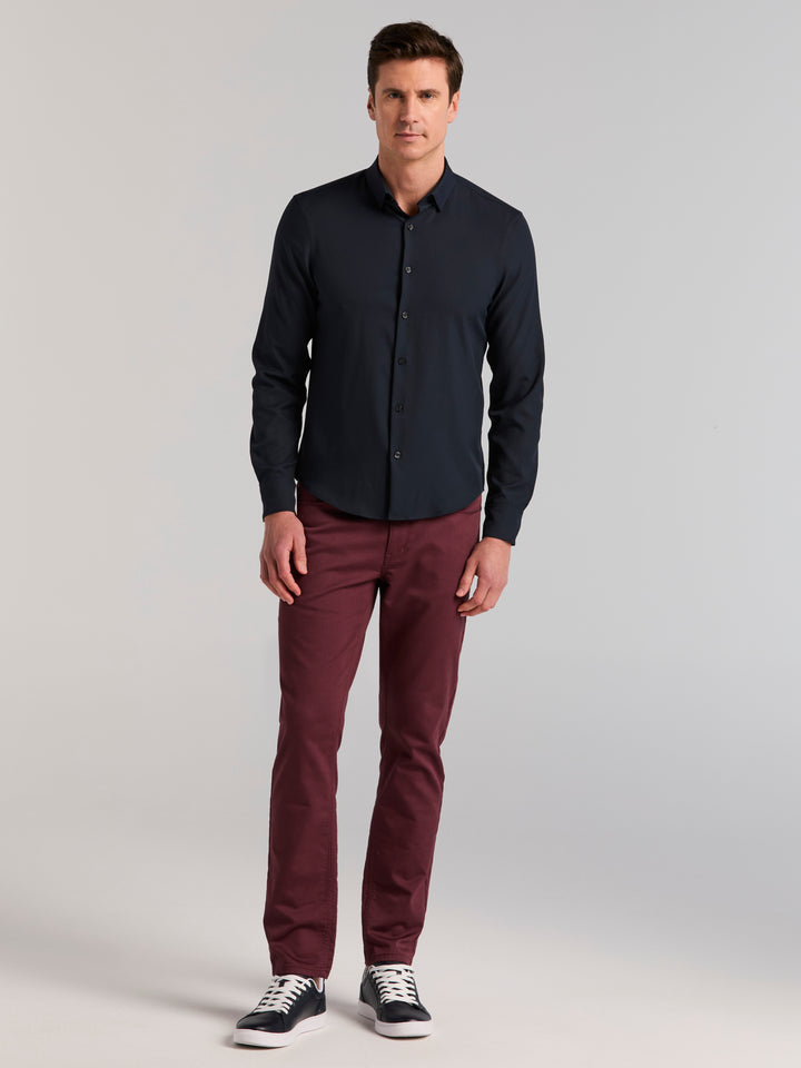 Men's Untucked Slim Fit Solid Stretch Shirt (Dark Sapphire) 
