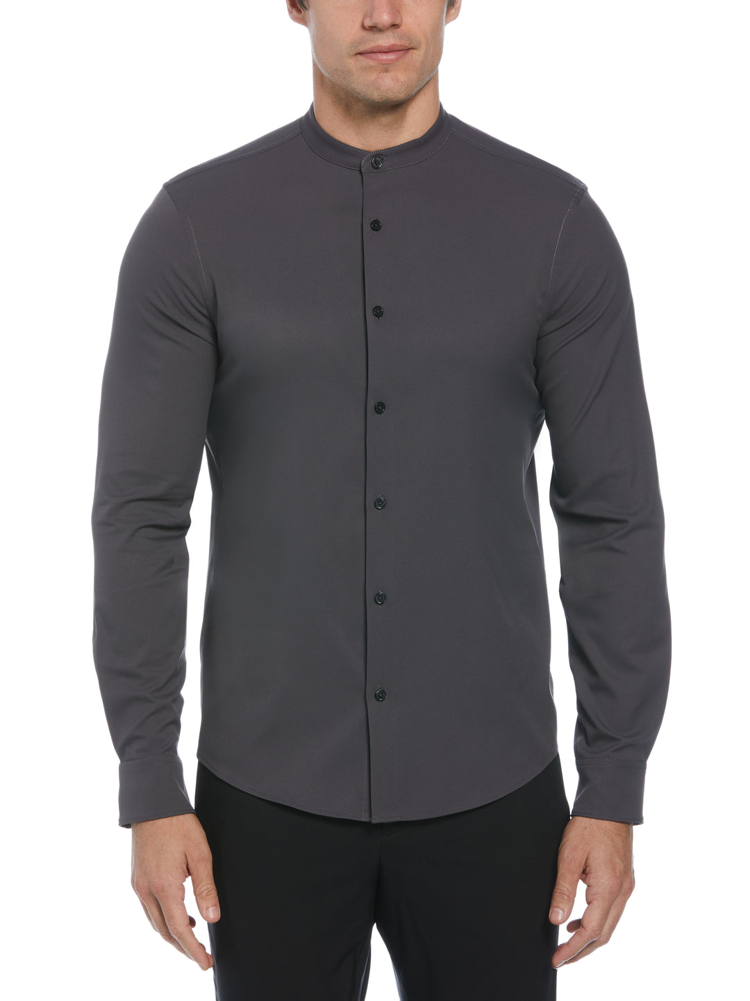 Untucked Total Stretch Slim Fit Banded Collar Shirt (Forged Iron) 
