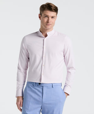 Untucked Total Stretch Slim Fit Banded Collar Shirt (Orchid Ice) 