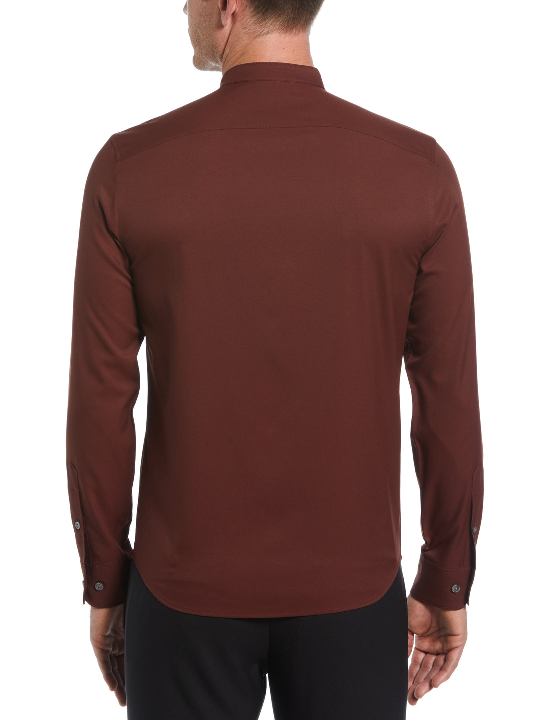 Untucked Total Stretch Slim Fit Banded Collar Shirt (Rum Raisin) 