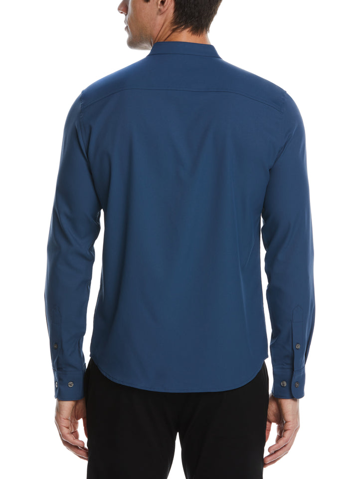 Untucked Total Stretch Slim Fit Banded Collar Shirt (Dark Denim) 