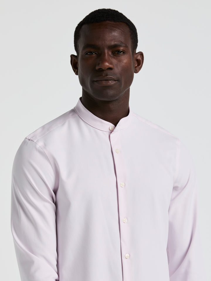Untucked Total Stretch Slim Fit Banded Collar Shirt (Orchid Ice) 