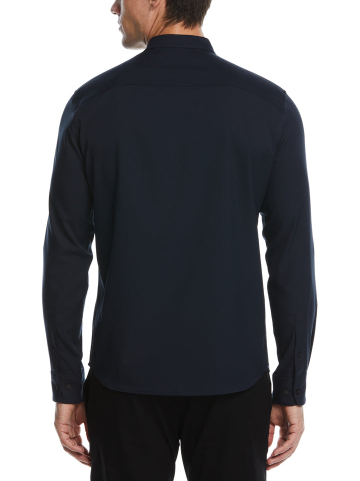 Untucked Total Stretch Slim Fit Banded Collar Shirt (Dark Sapphire) 