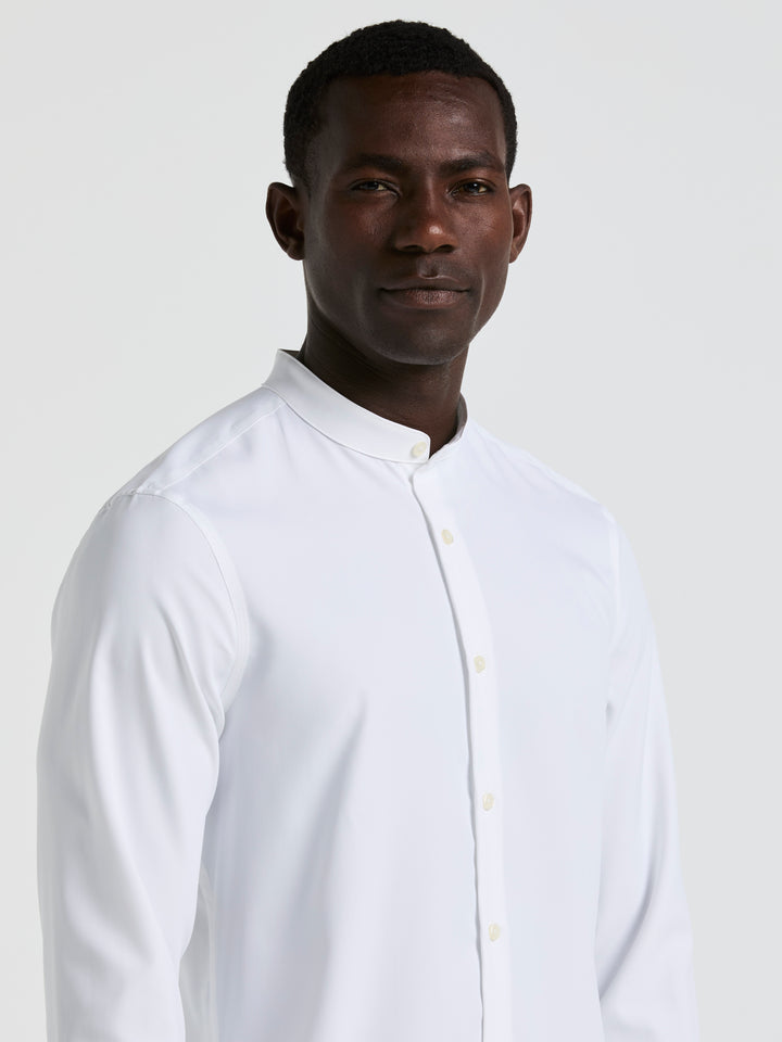 Untucked Total Stretch Slim Fit Banded Collar Shirt (Bright White) 