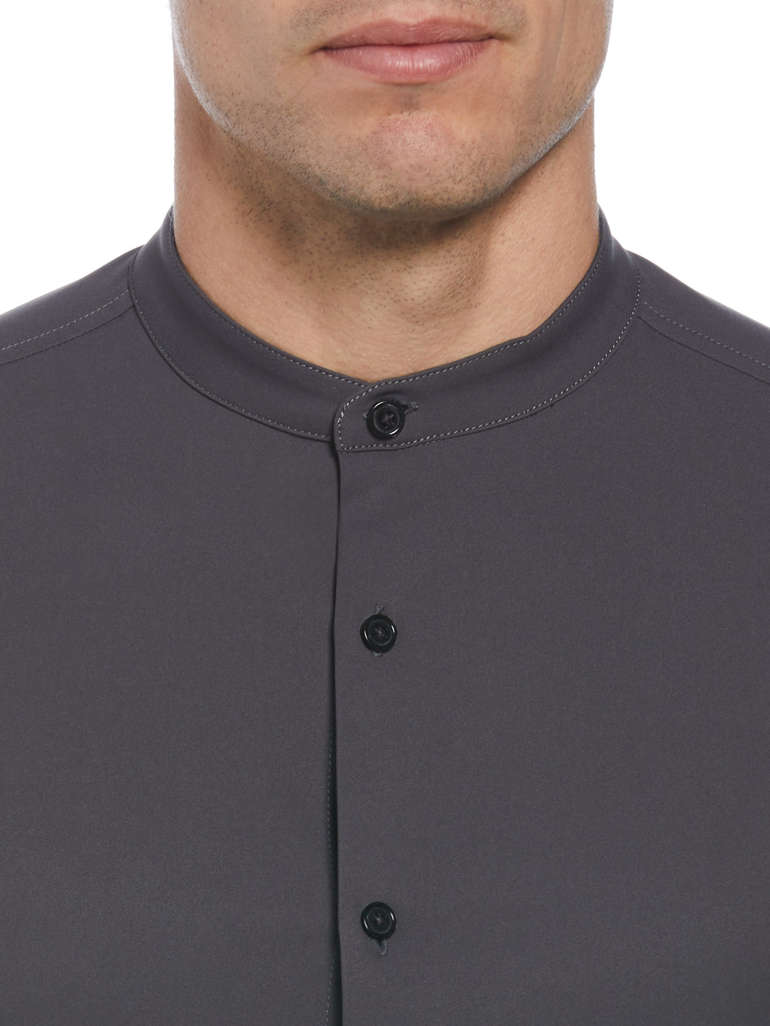 Untucked Total Stretch Slim Fit Banded Collar Shirt (Forged Iron) 