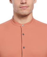 Slim Fit Band Collar Twill Shirt (Cedar Wood) 