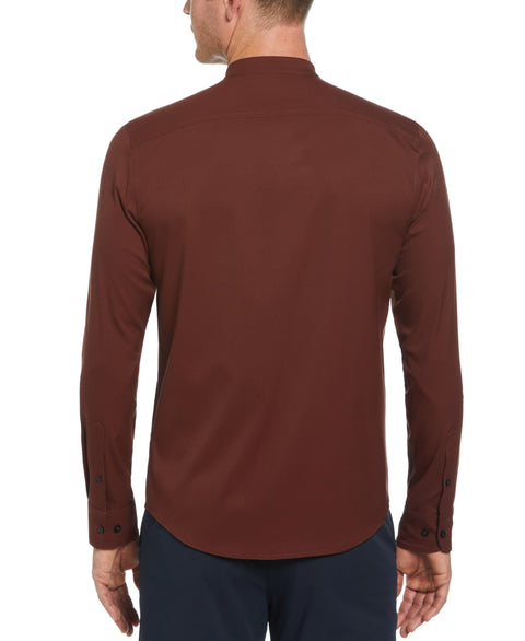 Untucked Total Stretch Slim Fit Banded Collar Shirt (Rum Raisin) 