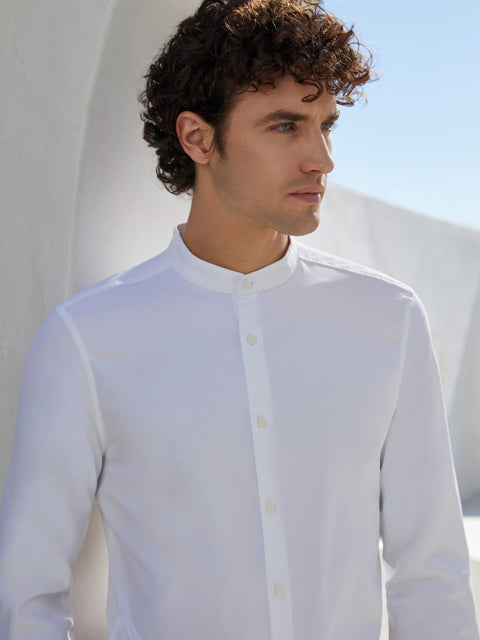 Untucked Total Stretch Slim Fit Banded Collar Shirt