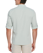 Untucked Roll Sleeve Slim Fit Seersucker Stretch Shirt (Aqua Gray) 