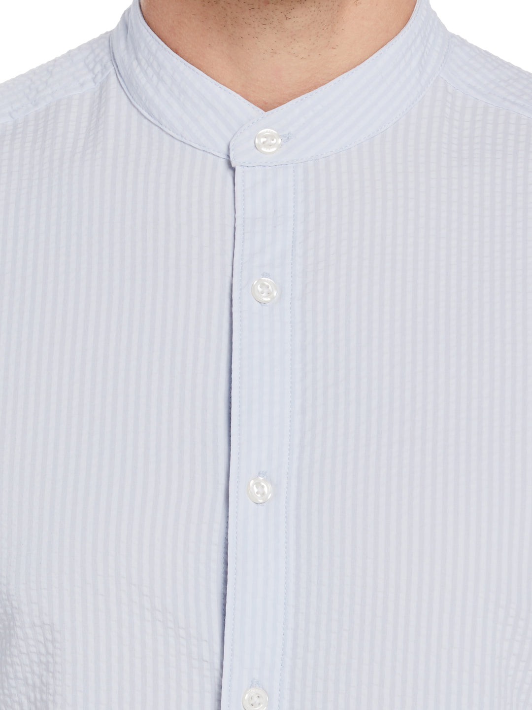 Untucked Roll Sleeve Slim Fit Seersucker Stretch Shirt (Heather) 