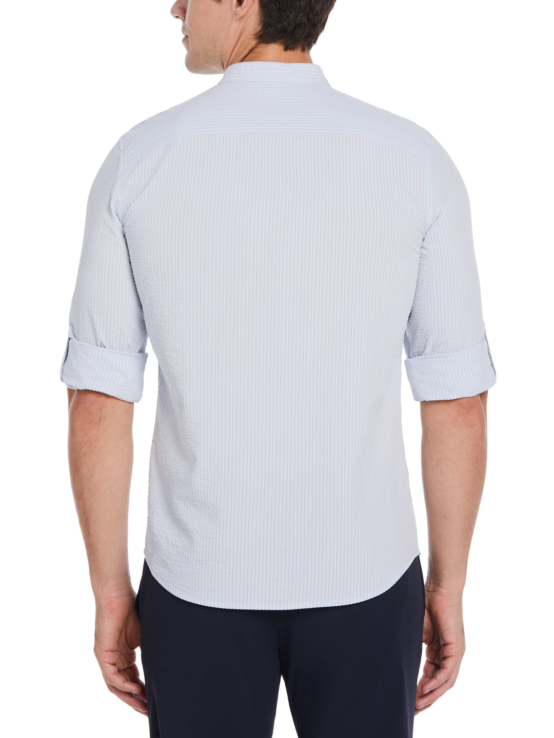 Untucked Roll Sleeve Slim Fit Seersucker Stretch Shirt (Heather) 